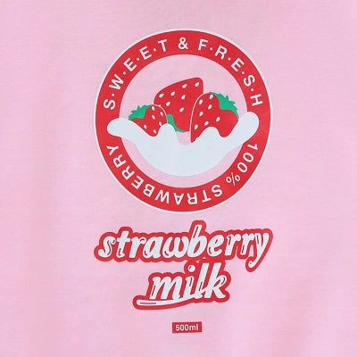 Strawberry Milk Cute Women's Casual Winter Long Sleeve Hoodies Sweatshirt Zipper Jacket Loose Style Pink & Lavendar